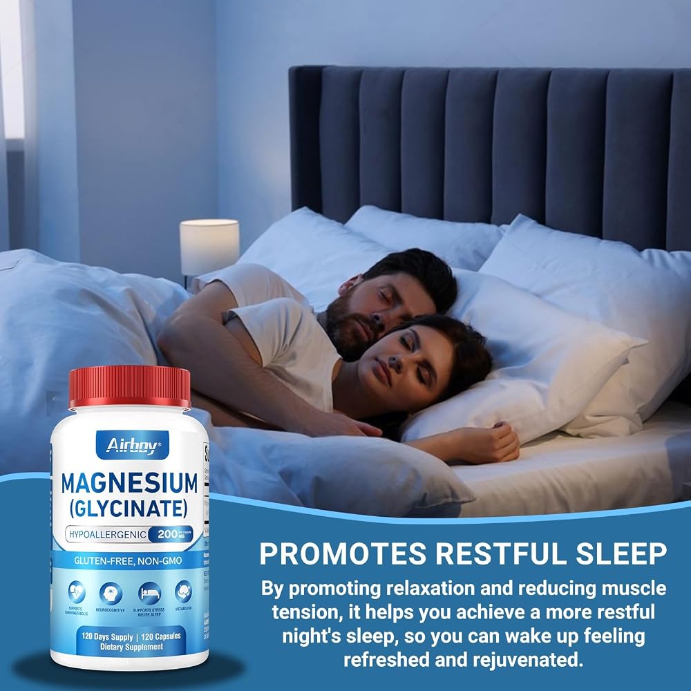 Airboy Magnesium Glycinate 200 mg for Sleep - 120 Capsules - image 4
