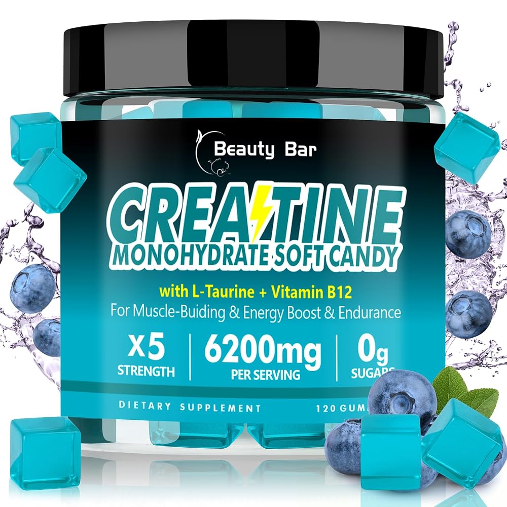 Beauty Bar Creatine Monohydrate Gummies for Muscle Growth - 120 Count
