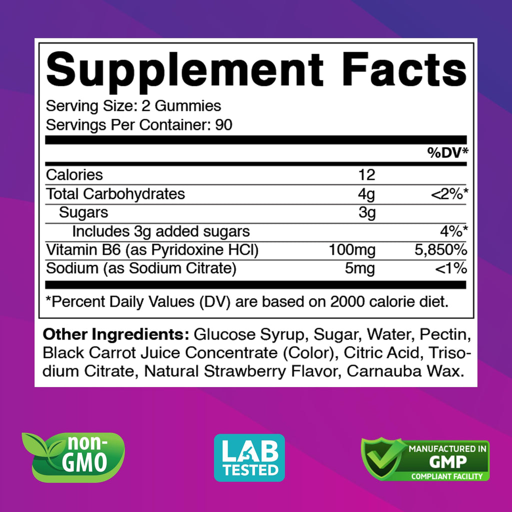 Vitabod Extra Strength Vitamin B6 Gummies 100mg - 180 Gummies - image 2