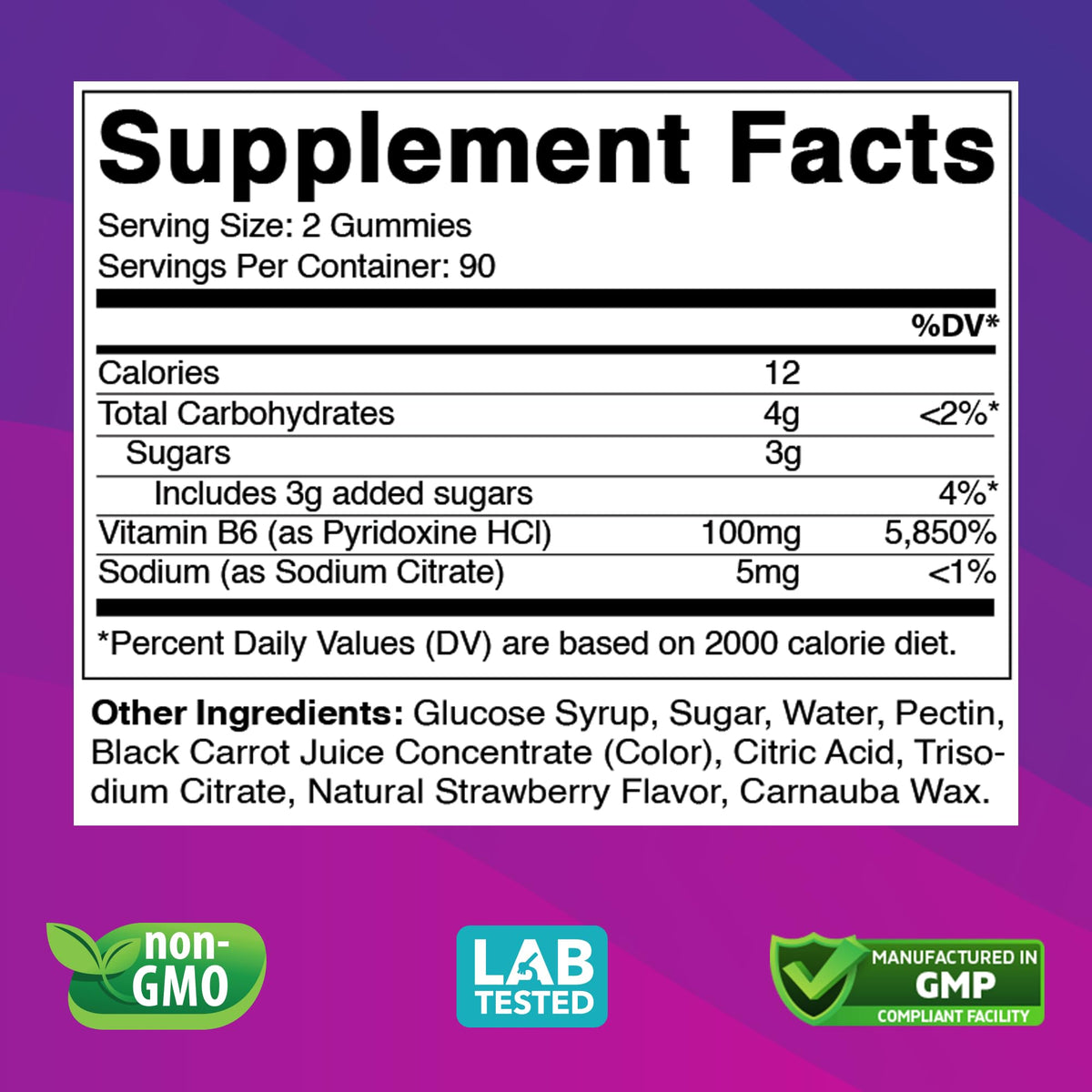 Vitabod Extra Strength Vitamin B6 Gummies 100mg - 180 Gummies - image 2