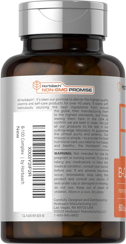Horbäach Vitamin B-100 Complex - 60 Vegetarian Capsules - image 3
