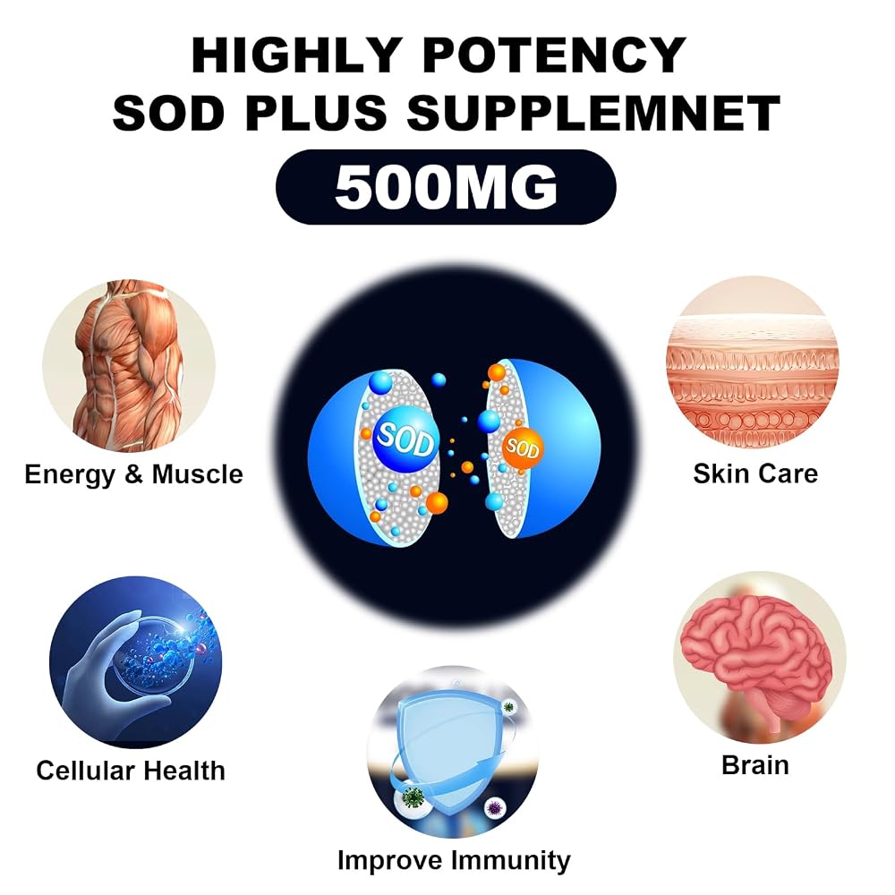 NICMIN Superoxide Dismutase SOD 500mg Antioxidant - 60 Capsules - image 4