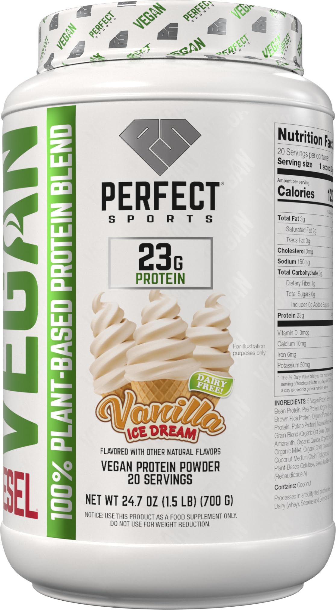 PERFECT SPORTS Vegan Diesel 100% Plant Based Protein