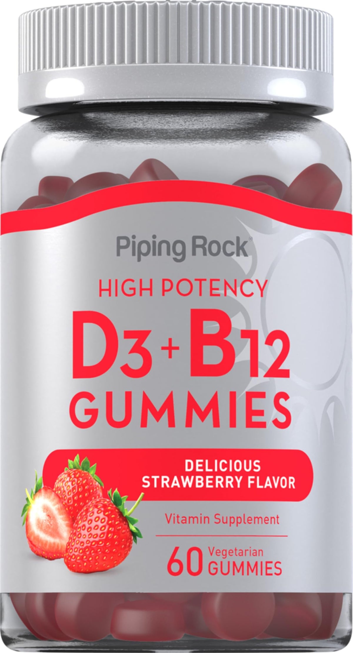 Piping Rock Vitamin D3 and B12 Gummies - 60 Count