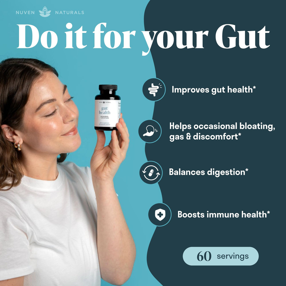 Nuven Naturals All-in-One Gut Health Probiotic - 120 Capsules - image 3