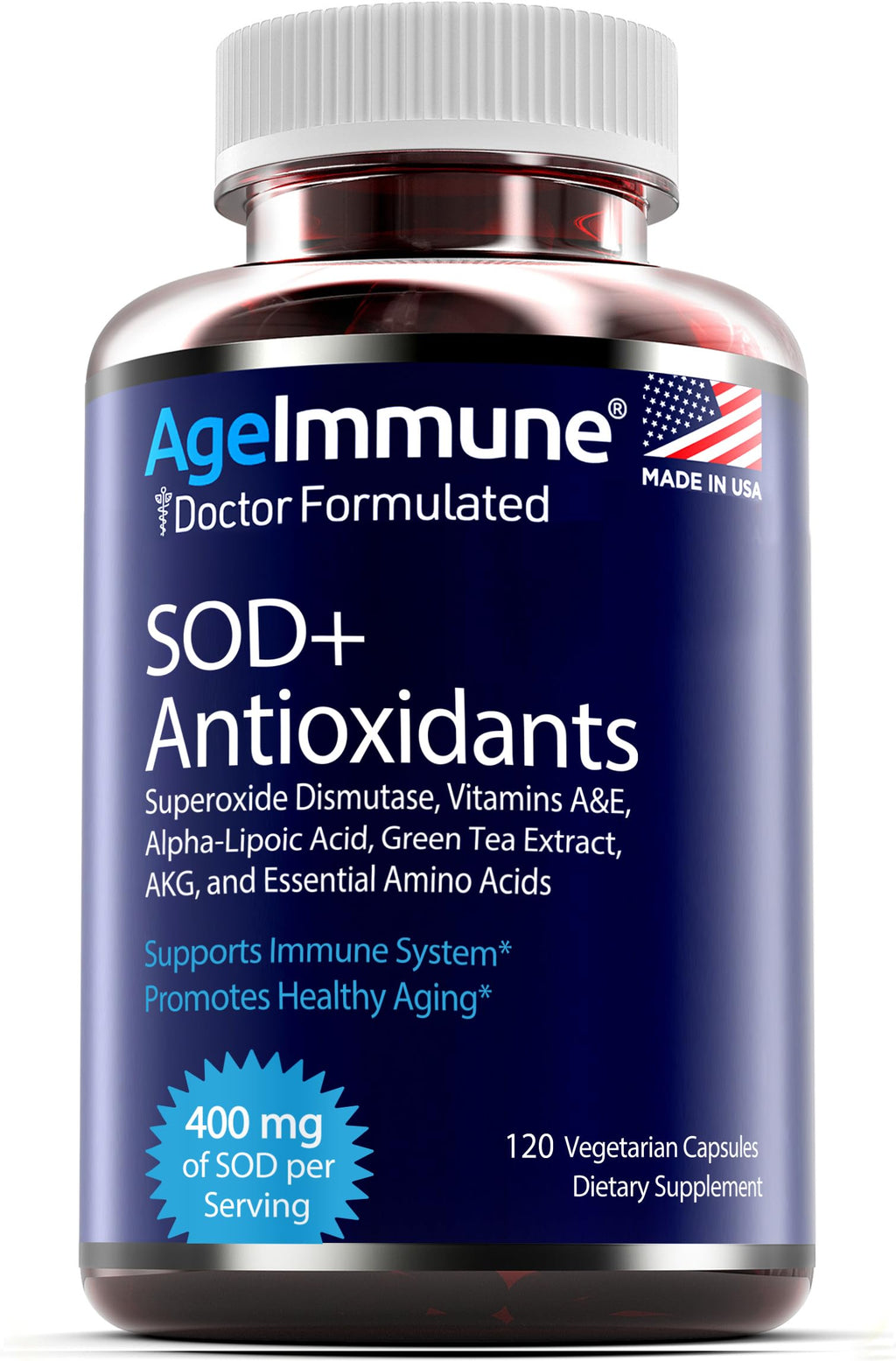 AgeImmune SOD Antioxidants Complex Healthy Aging Supplement