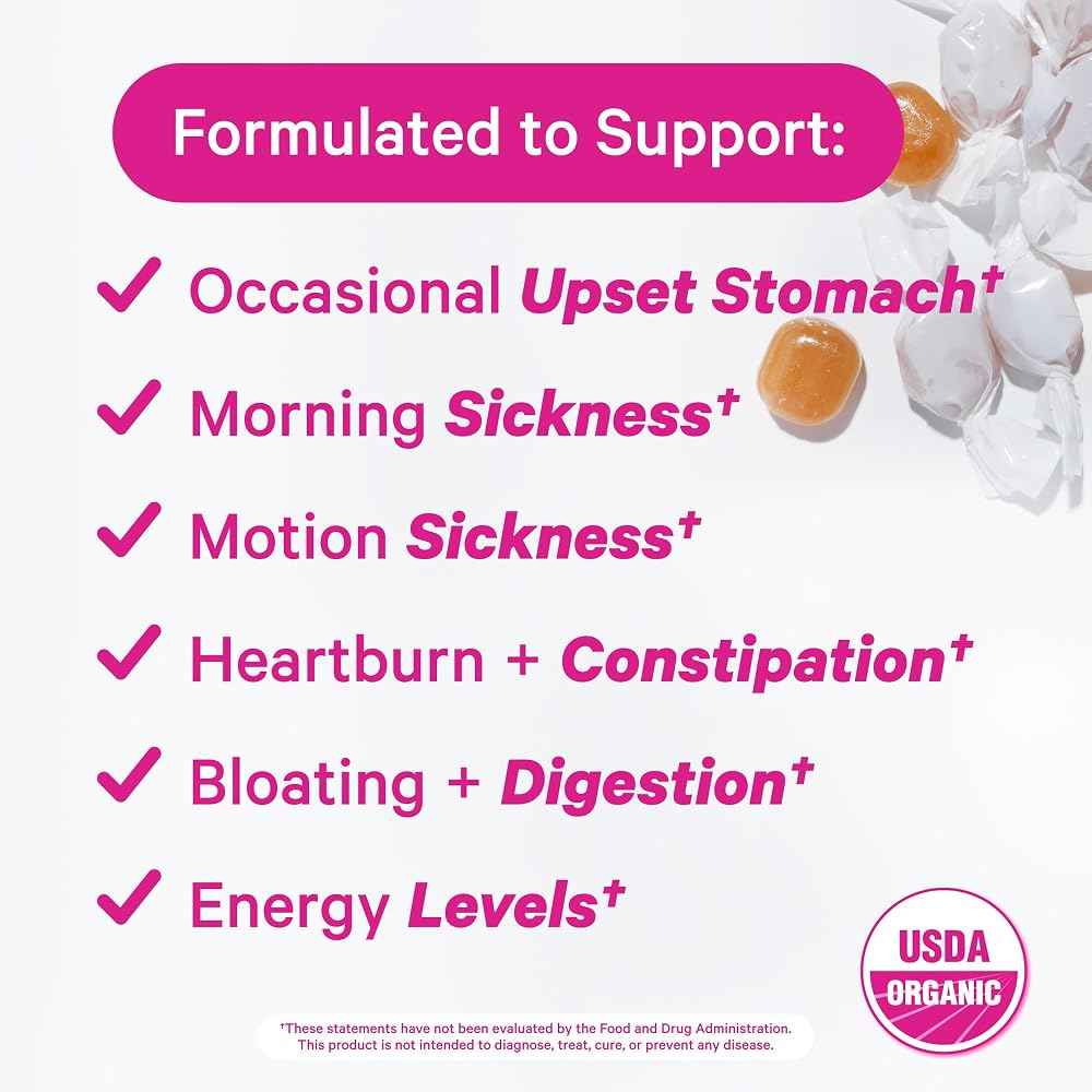 Pink Stork Organic Peppermint & Ginger Lozenges for Nausea - 60 Count - image 2