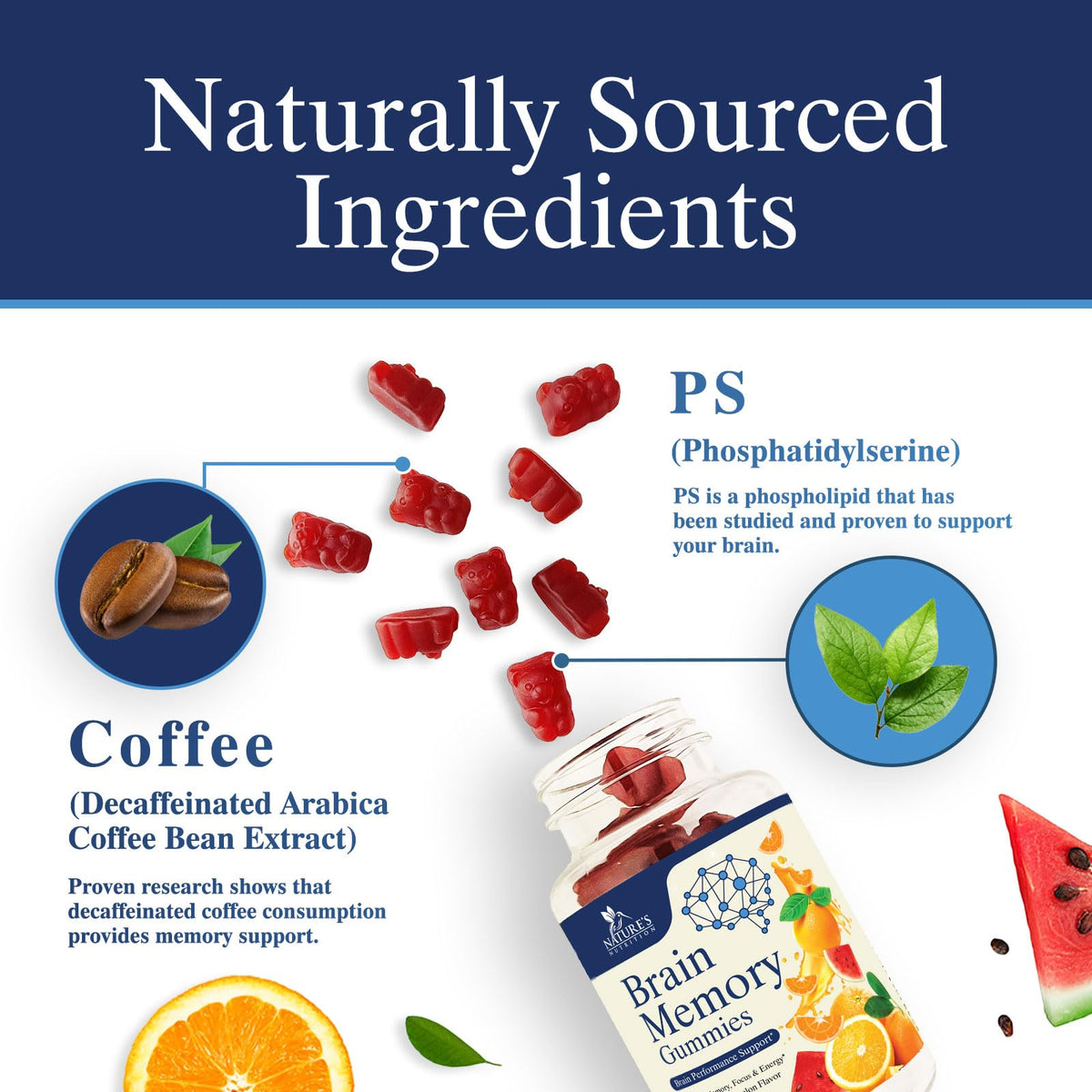 Nature's Nutrition Brain Supplement Gummies for Memory & Focus - 60 Gummies - image 3