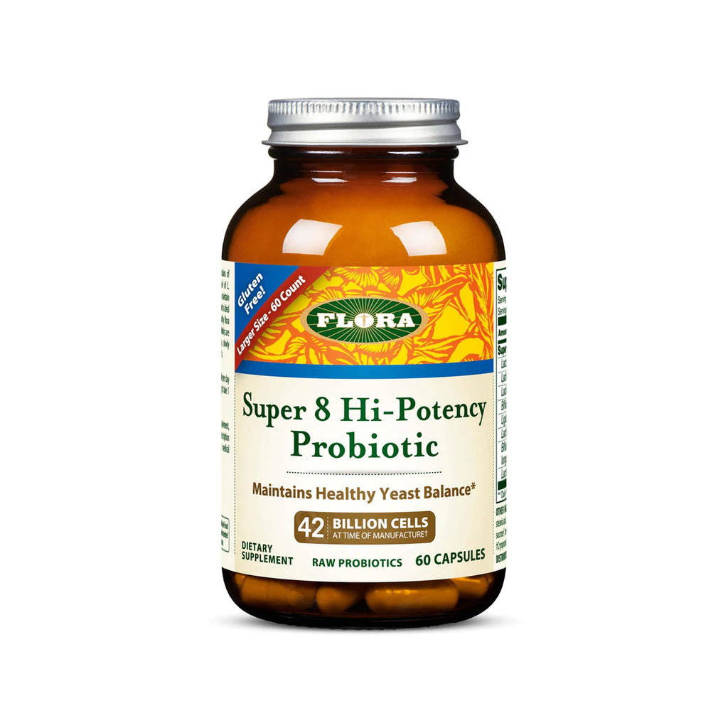 Flora Super 8 Hi-Potency Probiotic 42 Billion CFU - 60 Vegetarian Capsules