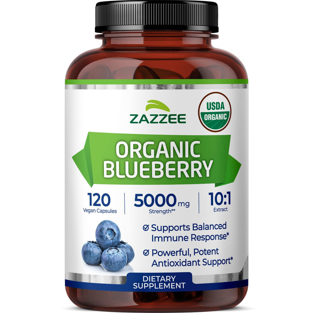 Zazzee USDA Organic Blueberry 10:1 Extract - 120 Capsules