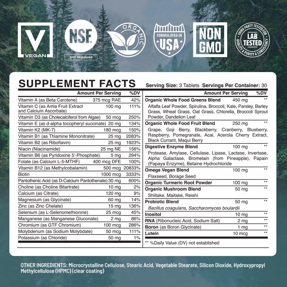 Abundant Earth Whole Food Multivitamin for Women & Men - 90 Tablets - image 5