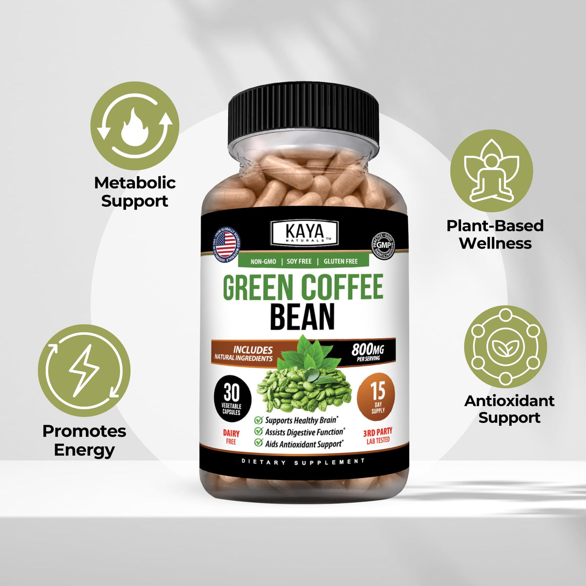 Kaya Naturals Green Coffee Bean Extract - 30 Vegetarian Capsules - image 5