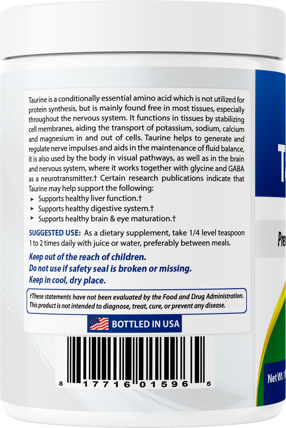 Best Naturals Taurine Powder 1000mg per Serving - 1 Lb - image 7