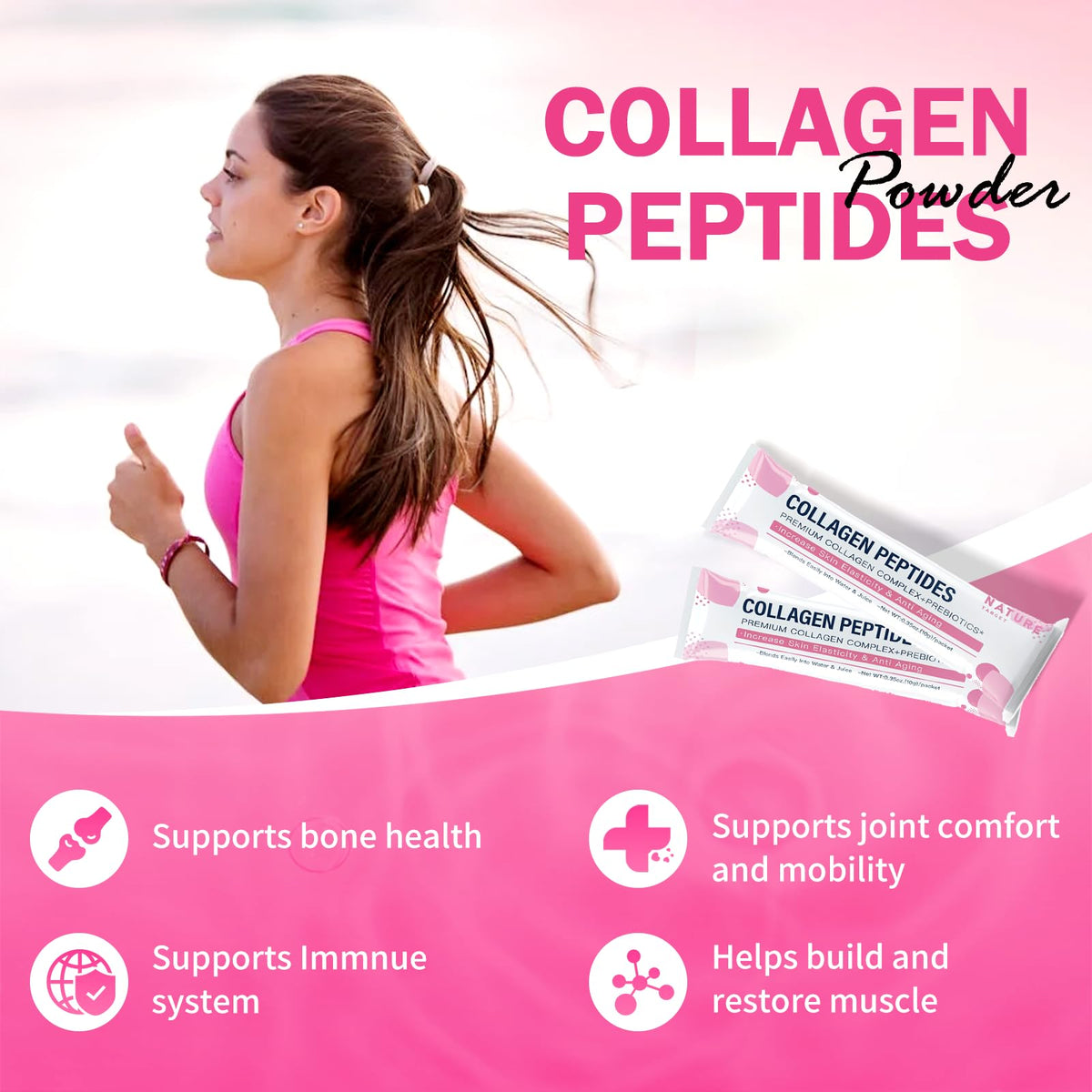 NATURE TARGET Multi Collagen Peptides Powder - 30 Stick Packs - image 5