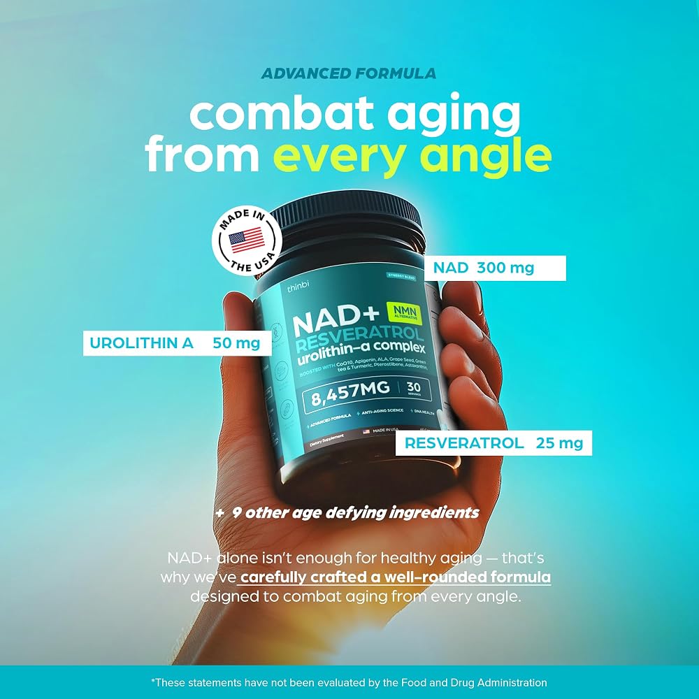 Thinbi Liposomal NAD+ Supplement with Resveratrol & CoQ10 - 60 Capsules - image 3