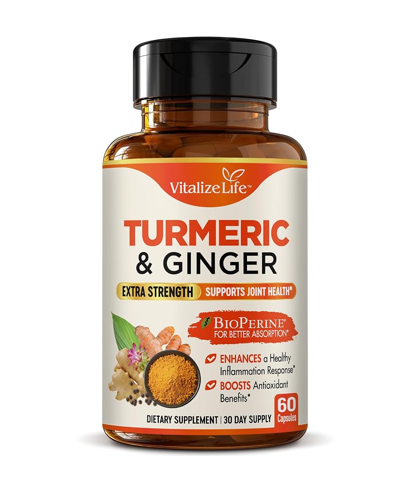 Vitalize Life Organic Turmeric Ginger Supplement - 60 Capsules