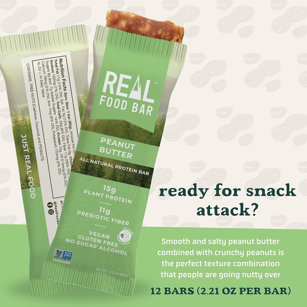 Just Real Food Bar Plant Based Protein Peanut Butter - 12 Count - image 2