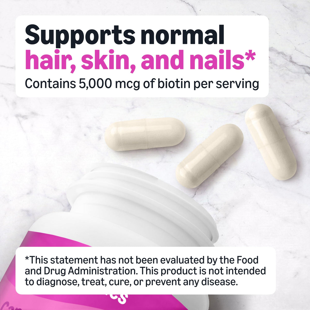 Amazon Basics Vegan Biotin 5000 mcg for Hair, Skin, Nails - 130 Capsules - image 3