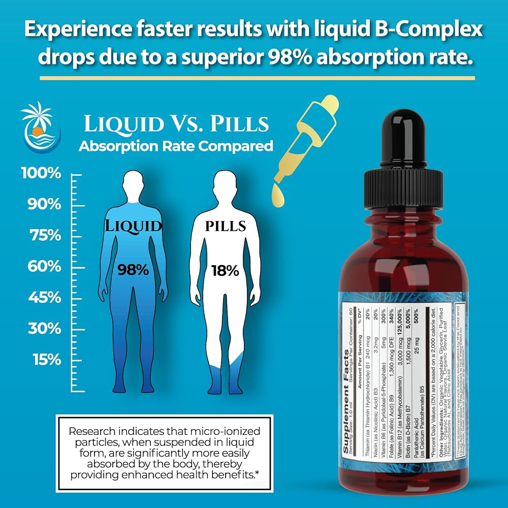 Tropical Oasis Vitamin B Complex Liquid Drops Energy Support - 60 Servings - image 3