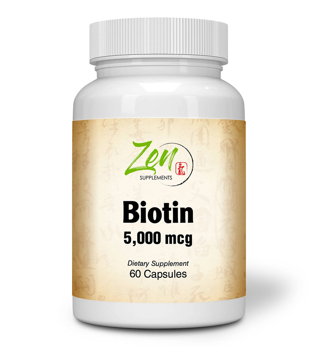 Zen Supplements High Potency Biotin 5,000mcg - 60 Vegetarian Capsules