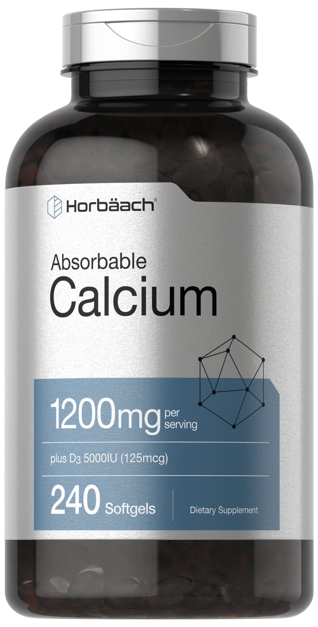Horbäach Calcium 1200 mg with Vitamin D3 - 240 Softgels