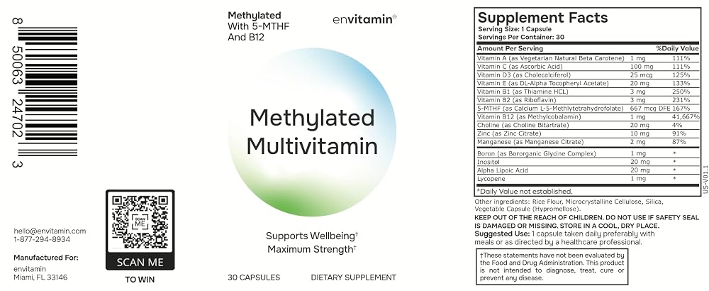 envitamin Methylated Multivitamin Multimineral Complex with L