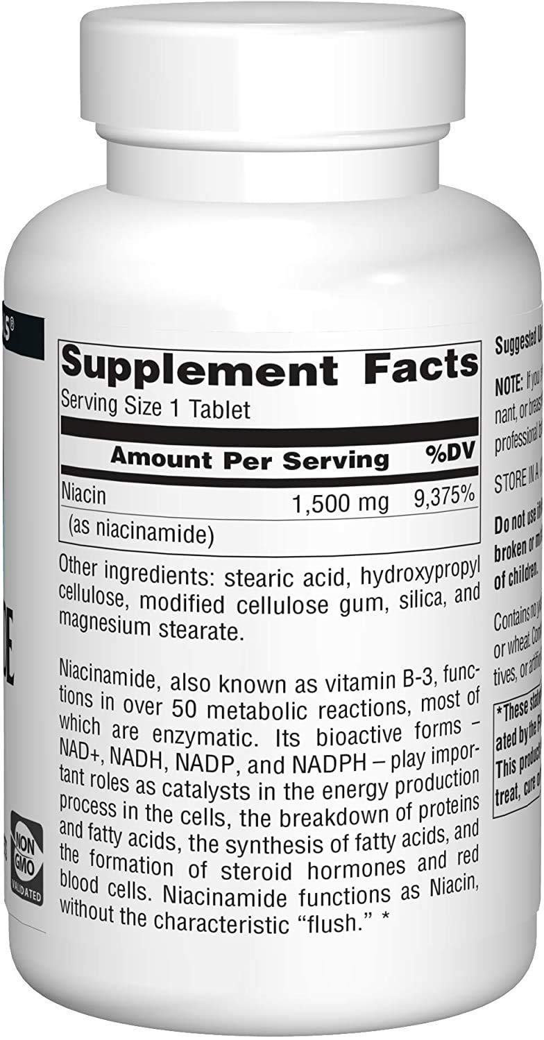 Source Naturals Niacinamide 1500mg Vitamin B3 - 200 Tablets - image 2
