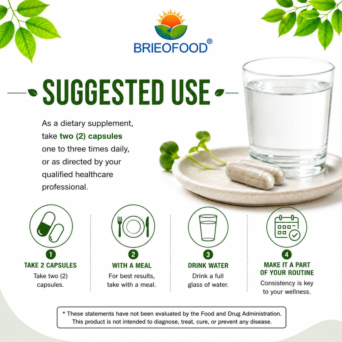 Brieofood Broccoli Sprout Extract 1000 mg - 240 Capsules - image 5