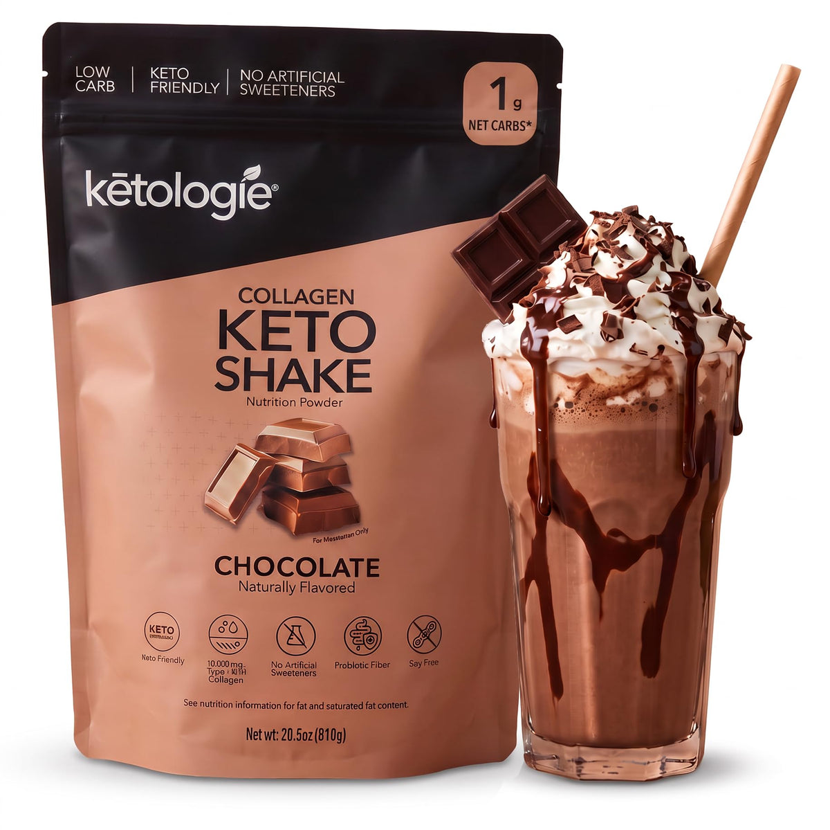 Ketologie Keto Collagen Shake Chocolate - 28.5 oz
