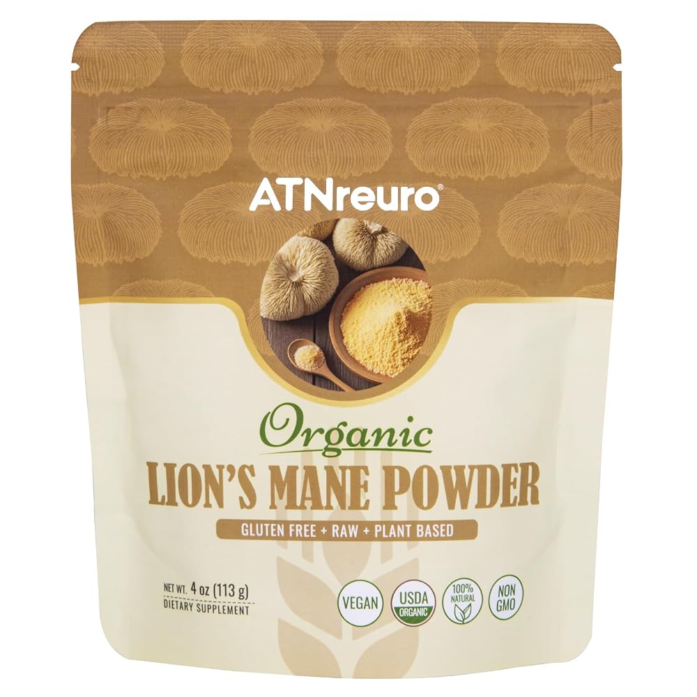 ATNreuro Organic Lion's Mane Mushroom Powder Brain Support - 4oz