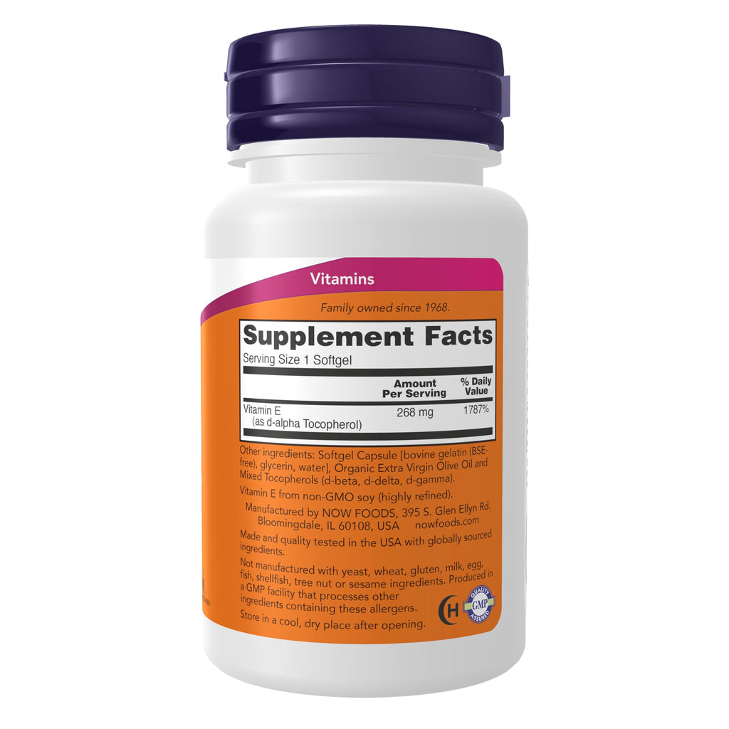 NOW Vitamin E-400 IU Mixed Tocopherols - 50 Softgels - image 2