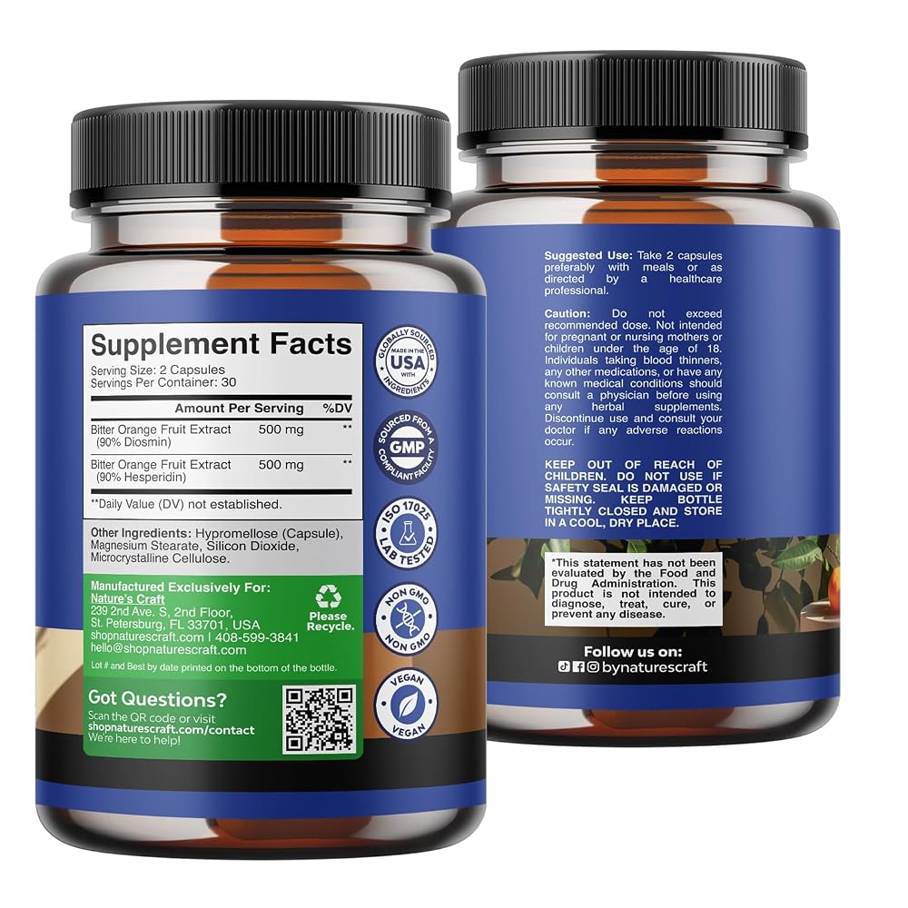 Natures Craft Diosmin Hesperidin 1000mg Complex for Circulation