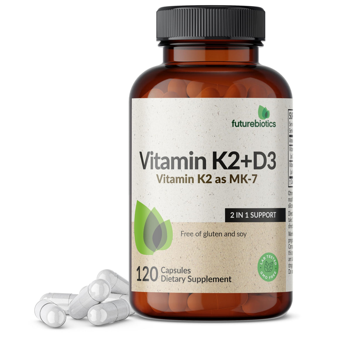 Futurebiotics Vitamin K2 (MK7) with D3 Supplement - Bone and Heart