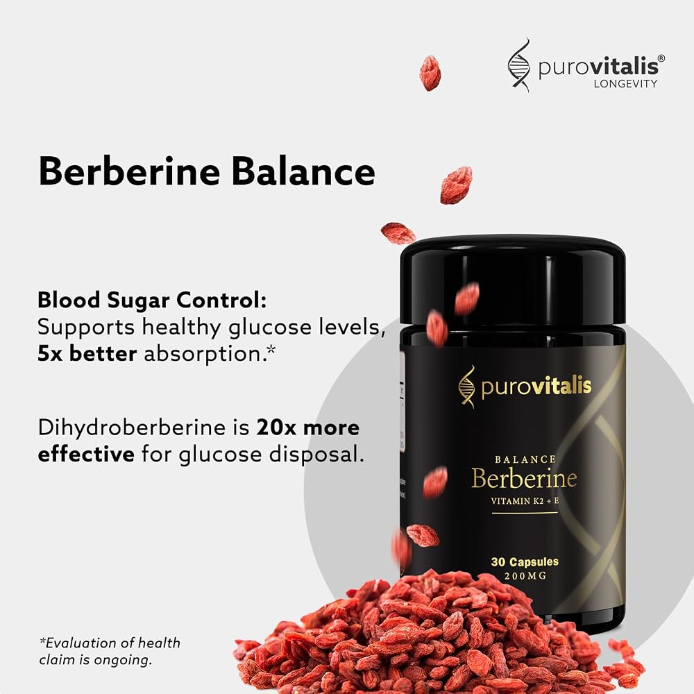 PUROVITALIS Dihydroberberine 200mg with Vitamin K2 & E - 30 Vegan Capsules - image 6
