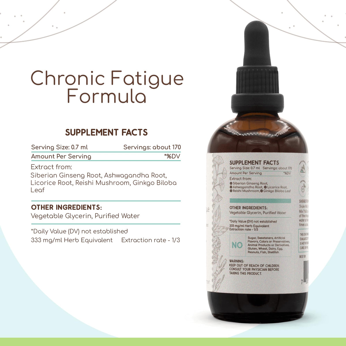 HerbEra Chronic Fatigue Formula Alcohol-Free Extract Tincture: