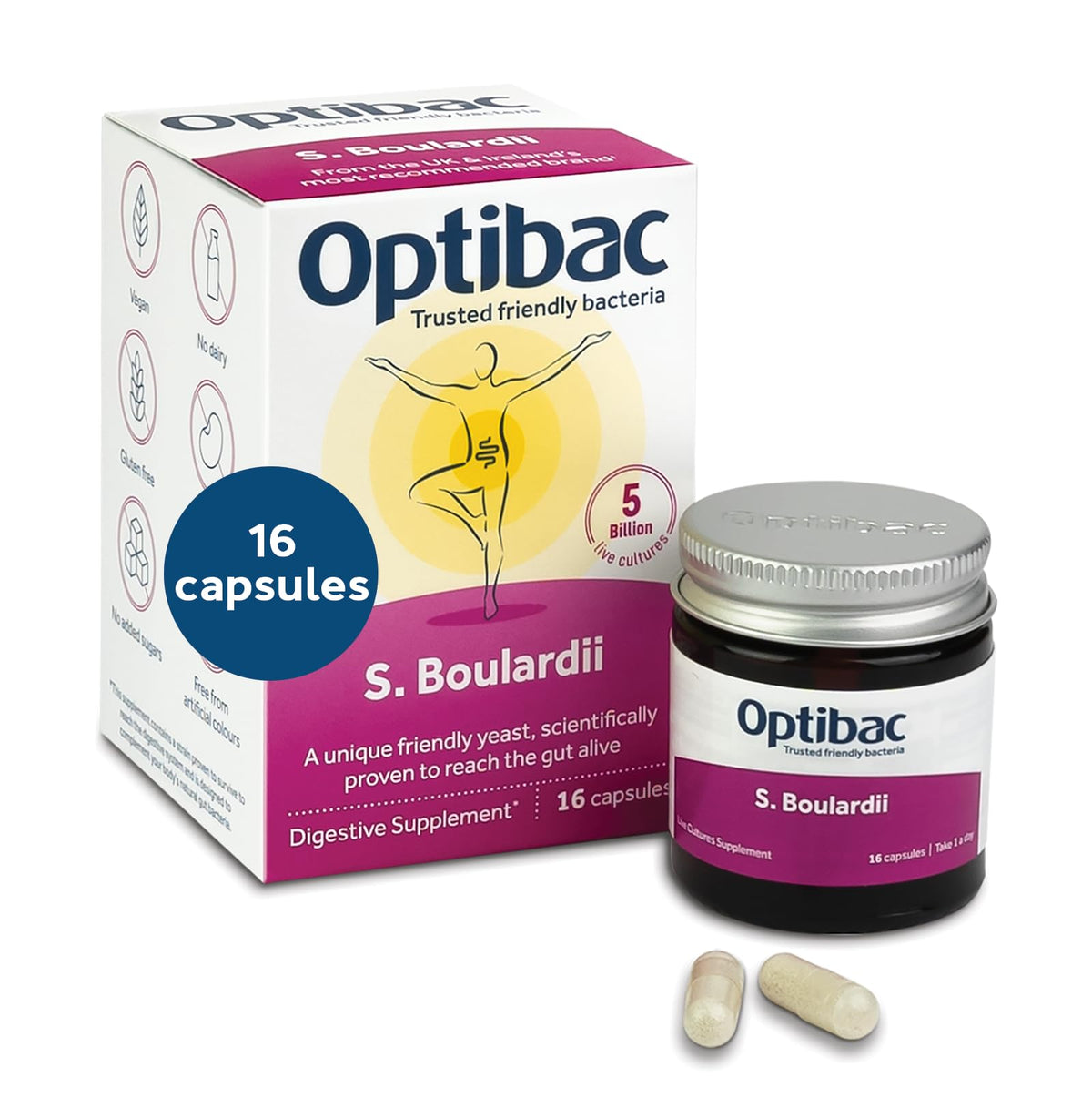 Optibac Probiotics Saccharomyces Boulardii - 16 Vegetarian Capsules