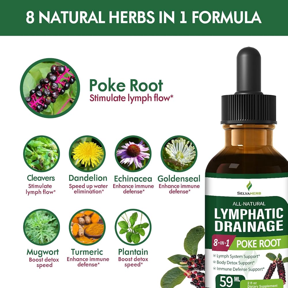 Selvaherb Poke Root Lymphatic Drainage Drops - 2 Fl Oz - image 4