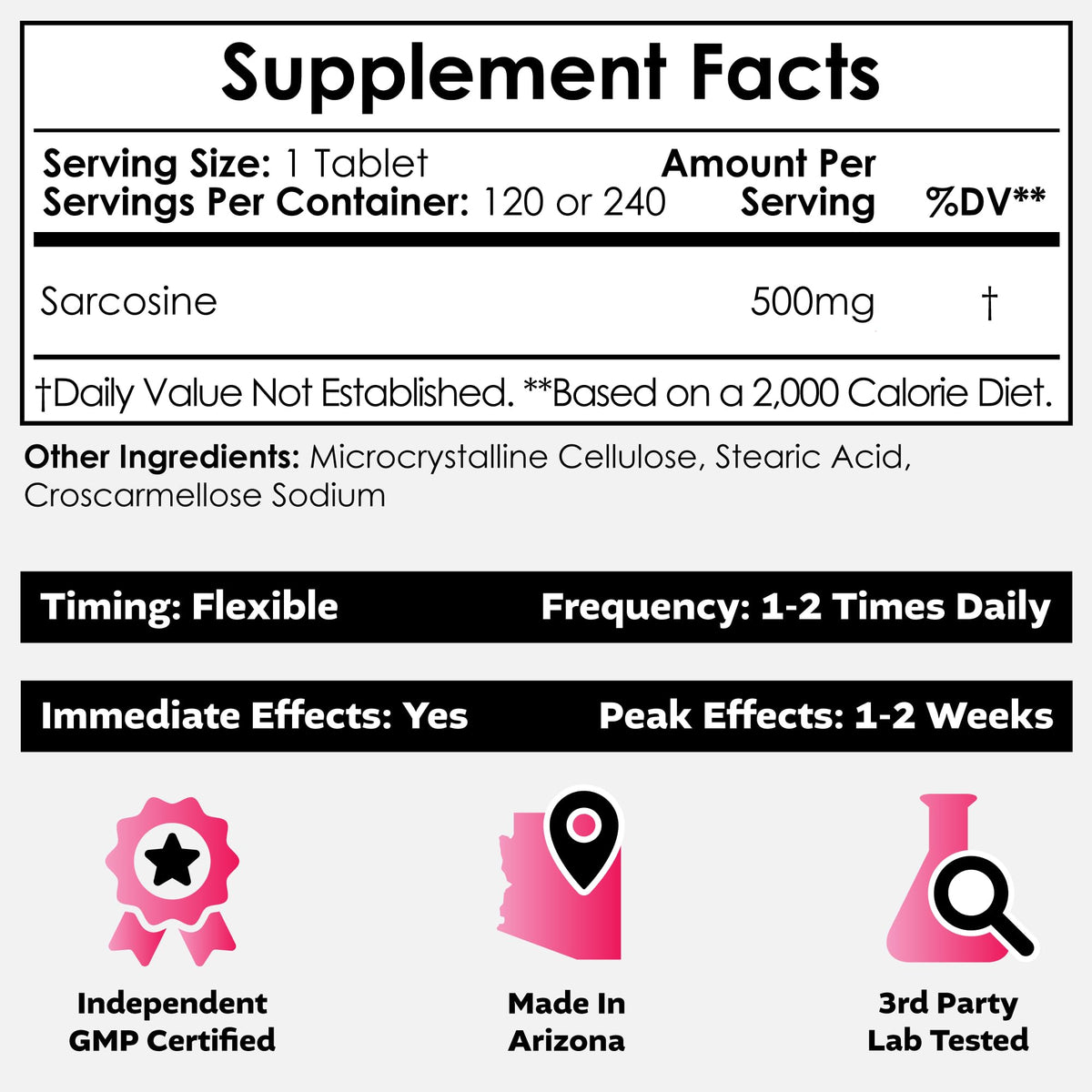 Nootropics Depot Sarcosine Tablets