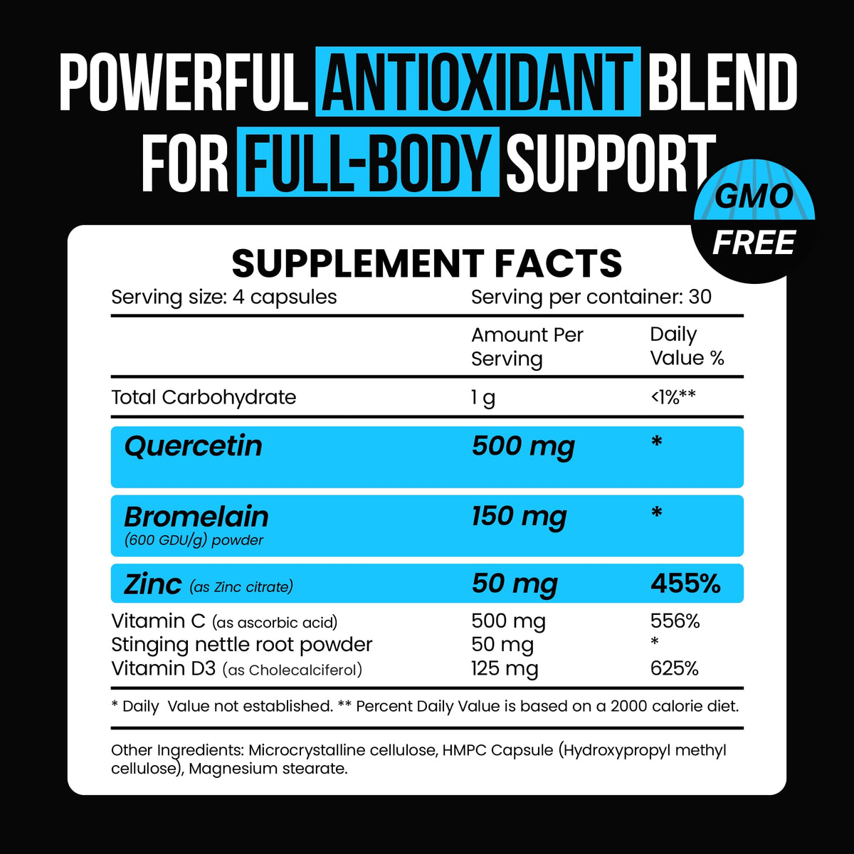 VitaRaw Quercetin with Bromelain 500mg - 120 Capsules - image 2