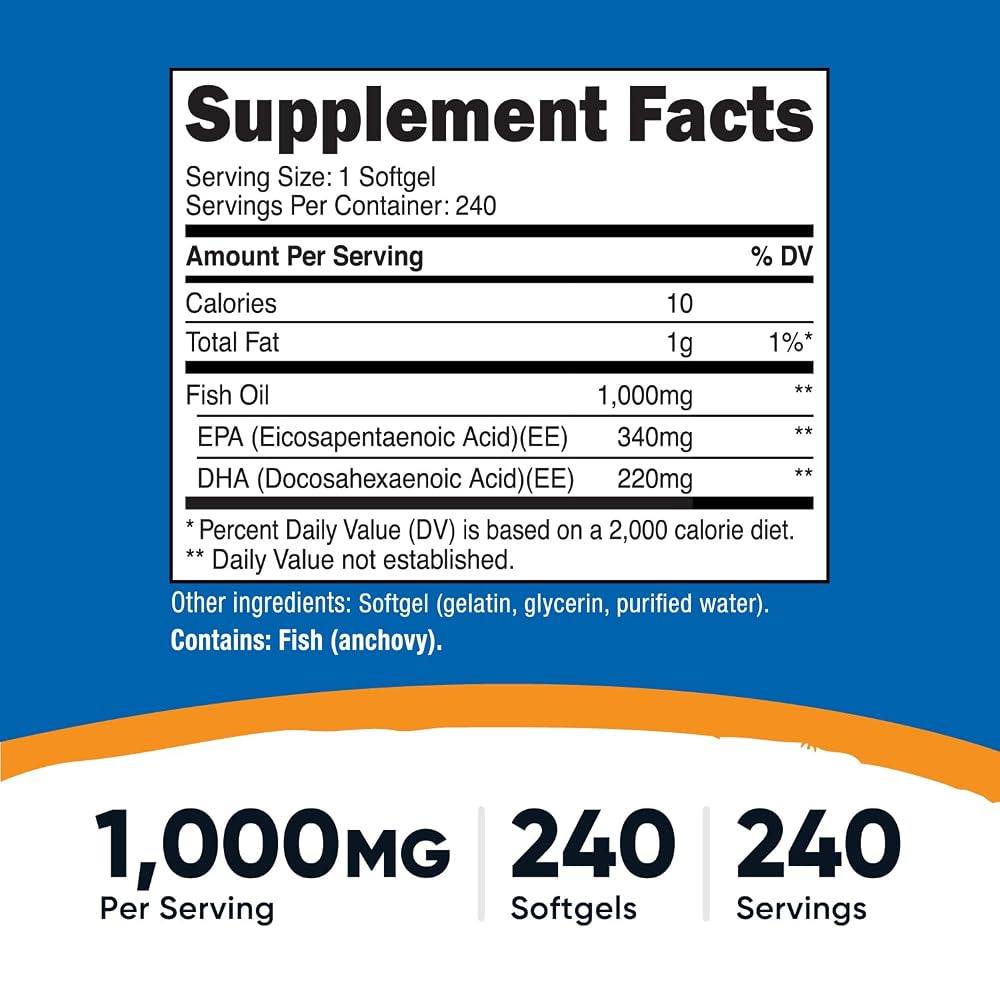 Nutricost Fish Oil 1000mg (560mg of Omega-3), 240 Softgels - image 3