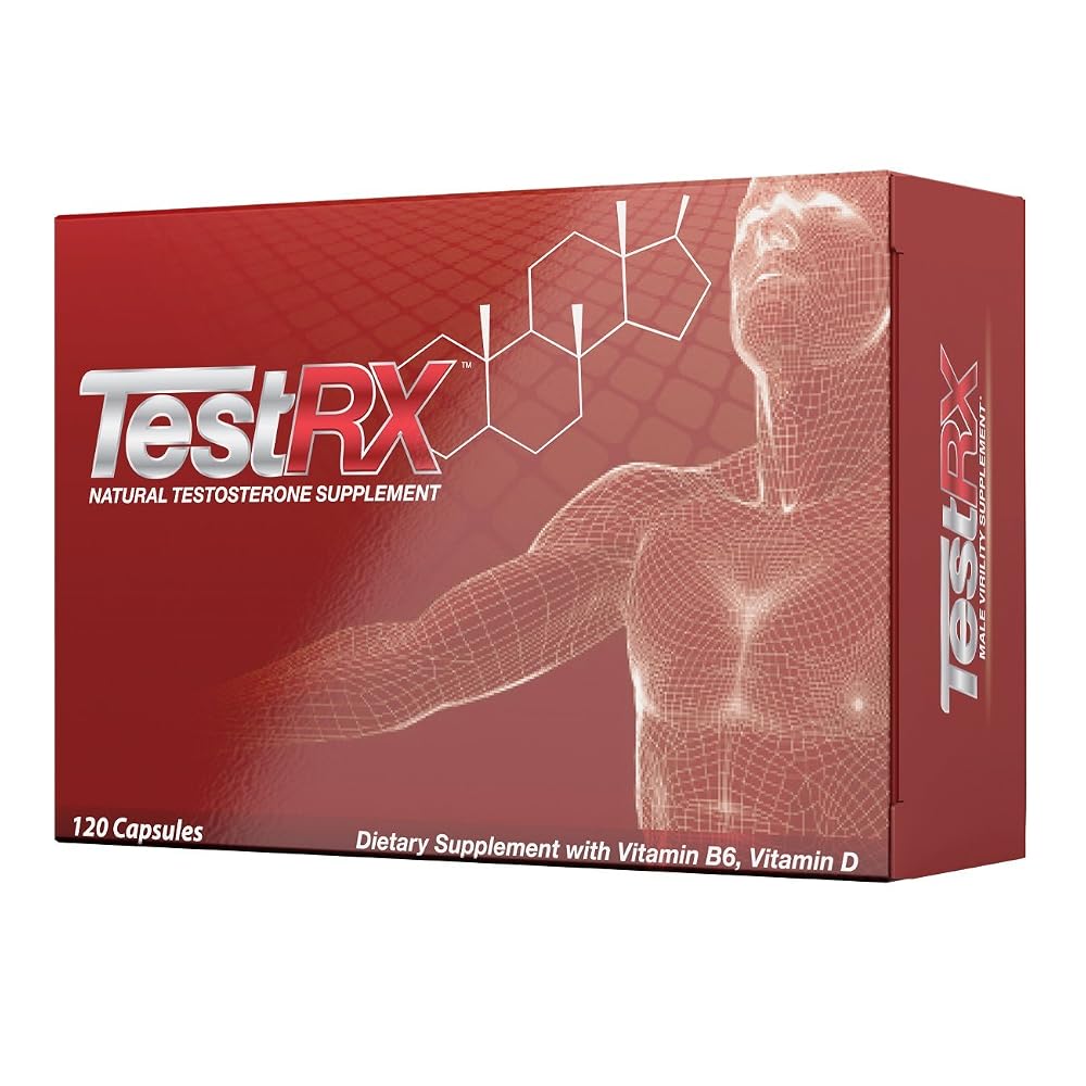 TESTRX Men's Fitness & Wellness Supplement Vitamins B6 & D - 120 Capsules