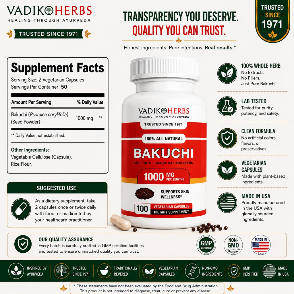 Certified Organic Vadik Herbs Bakuchi Babchi (Psoralea corylifolia)