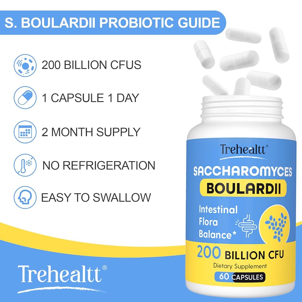 Trehealtt Saccharomyces Boulardii 200 Billion CFU Probiotic - 60 Capsules - image 6