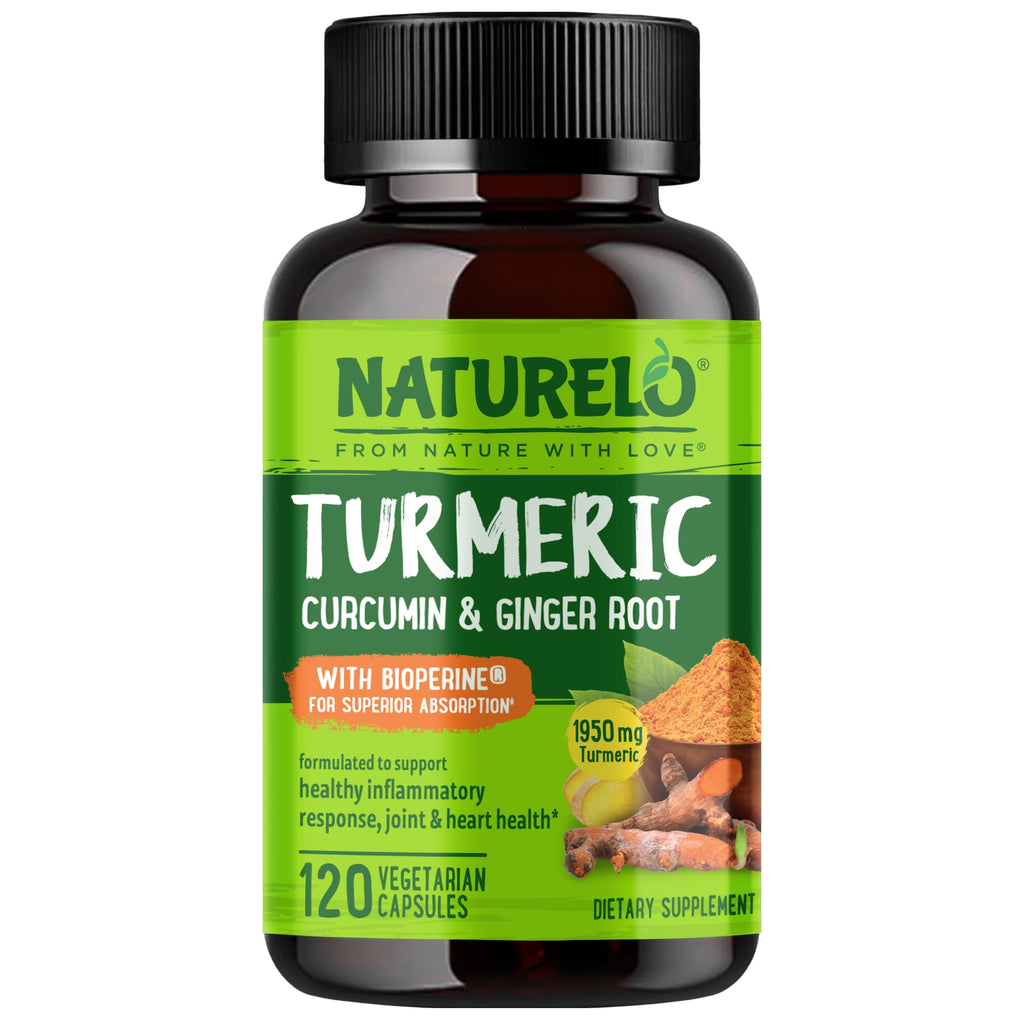 NATURELO Turmeric Curcumin with BioPerine - 120 Vegan Capsules