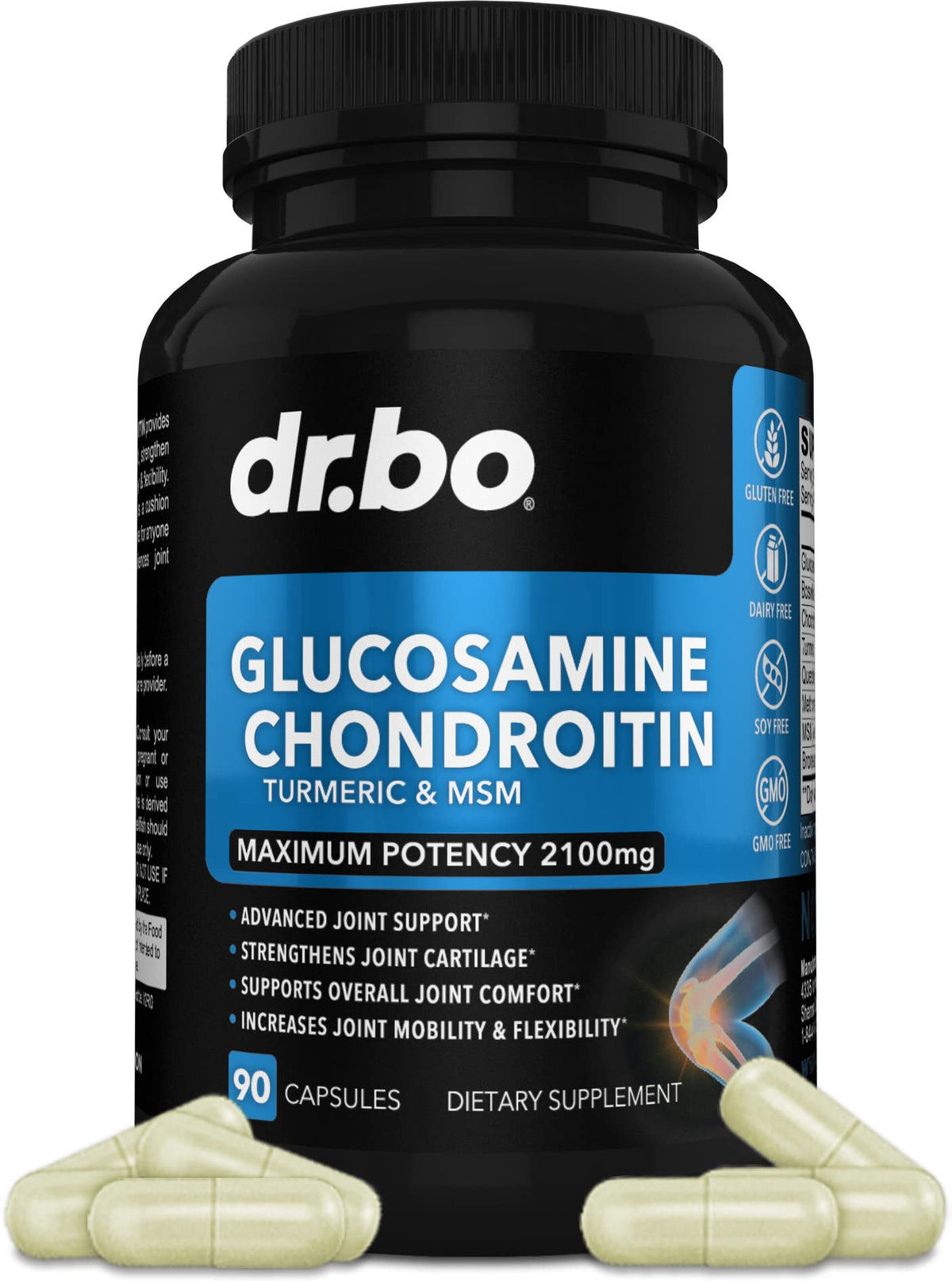 DR. BO Glucosamine Chondroitin MSM Turmeric Joint Support - 90 Capsules