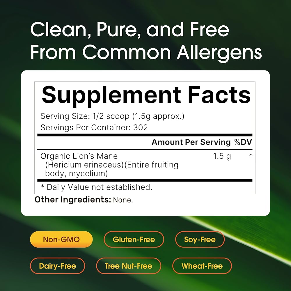 NatureBell Organic Lion's Mane Powder 1,500mg - 1 lb - image 3