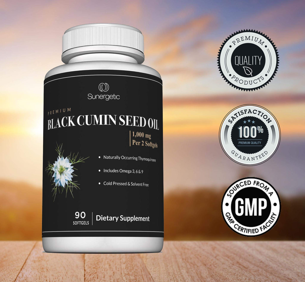 Sunergetic Black Cumin Seed Oil 1000mg - 90 Softgels - image 3