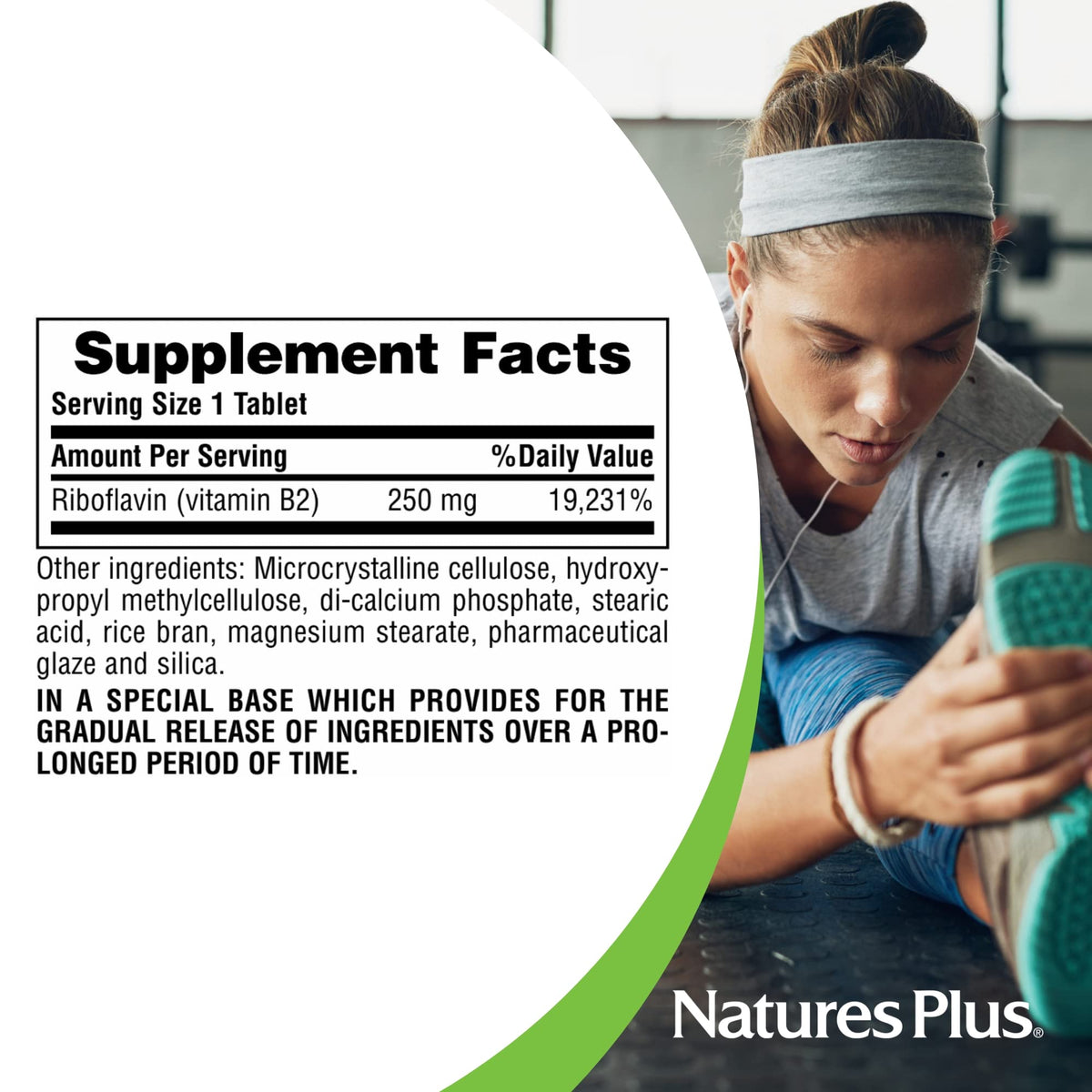 NaturesPlus Vitamin B2 250 mg Sustained Release - 60 Tablets - image 5