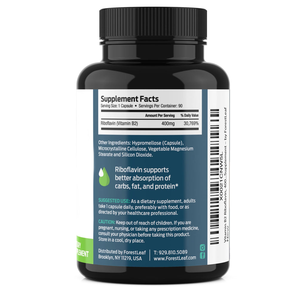ForestLeaf Vitamin B2 Riboflavin 400mg - Energy