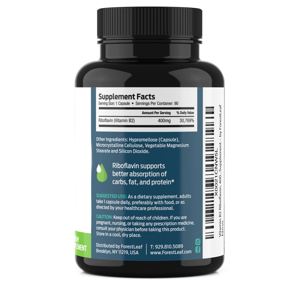 ForestLeaf Vitamin B2 Riboflavin 400mg - Energy